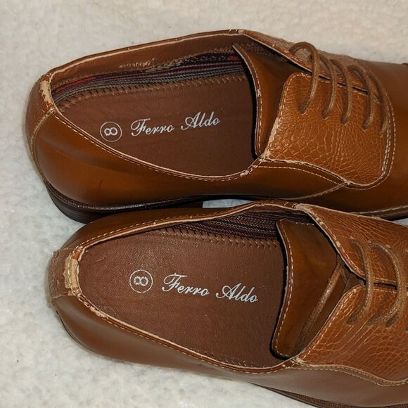 Ferro ALDO (Sam) Men\'s Lace Up Wingtip Oxford Dress Shoes Cognac Leather Sz 9 main image 6